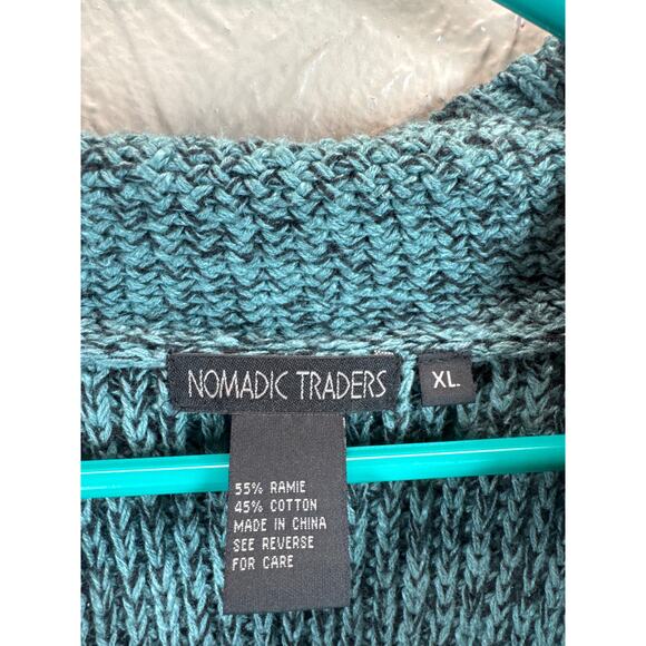 Nomadic Traders Cozy Sweater Vest Button‎ Collar Teal Multi Womens Size XL - Picture 2 of 4